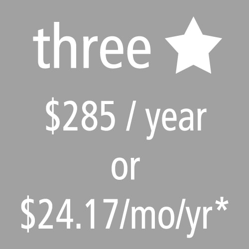 3 Star Level Membership: $28/yr or $23.75/mo/yr*