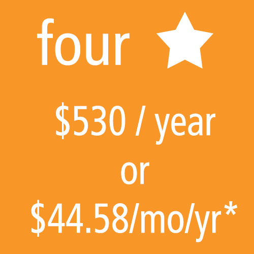 4 Star Level Membership: $520/yr or $43.75/mo/yr*