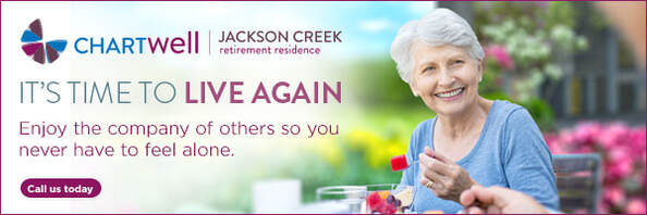 Chartwell Jackson Creek Retirement Residence: It's time to live again. Enjoy the company of others so you never have to feel alone. Call us today at 705-748-1928.