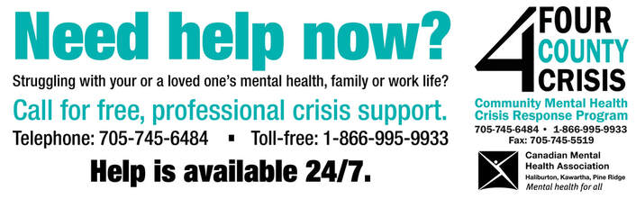Need help now? Struggling with your or a loved one's mental health, family or work life? Call for free, professional crisis support. 705-745-6484 or 1-866-995-9933. Help is available twenty-four hours a day, seven days a week at the Four County Crisis Community Mental Health Crisis Response Program.