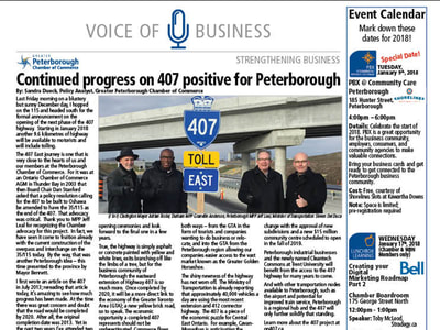 Article Dec 14 2017 Continued progress on 407 positive for Peterborough