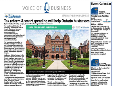 Thursday, January 18, 2018 Edition of Voice of Business Ontario Pre-Budget Examination